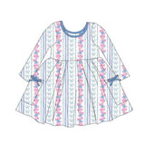 Preorder Samples GLD1427 Flower Bows Blue Girl's Dress