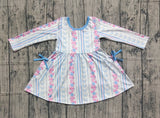 Preorder Samples GLD1427 Flower Bows Blue Girl's Dress