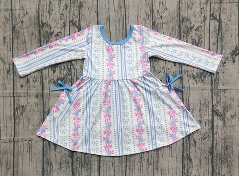 Preorder Samples GLD1427 Flower Bows Blue Girl's Dress
