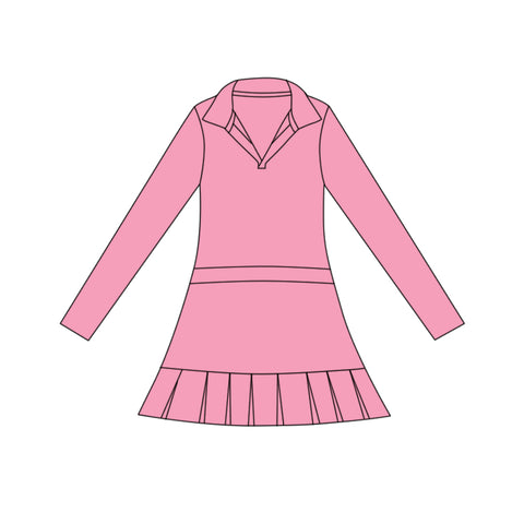 Preorder 12.03 MOQ 5 pcs GLD1441 Solid Color Pink Yoga Girl's Dress Onesie