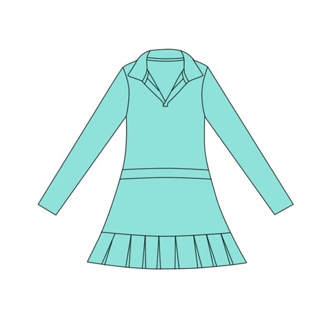 Preorder 12.03 MOQ 5 pcs GLD1442 Solid Color Mint Yoga Girl's Dress Onesie