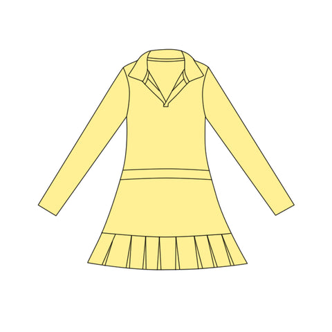 Preorder 12.03 MOQ 5 pcs GLD1444 Solid Color Yellow Yoga Girl's Dress Onesie