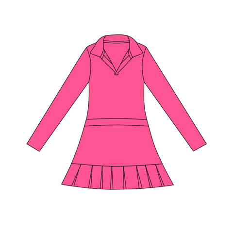 Preorder 12.03 MOQ 5 pcs GLD1448 Solid Color Pink Yoga Girl's Dress Onesie