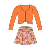 Preorder 12.03 MOQ 5 pcs GLD1460 Flower Orange Yoga Girls Skorts Set