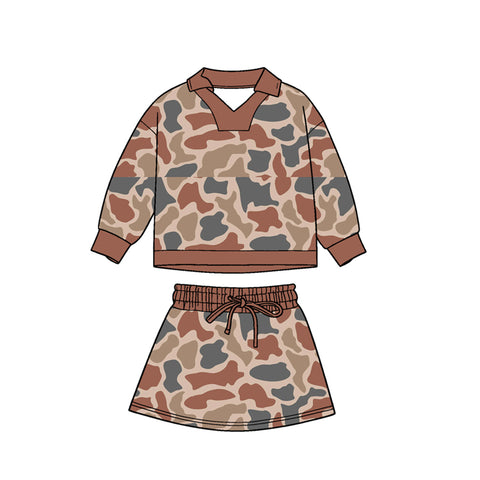 Preorder 12.05 MOQ 5 pcs GLD1476 Hunting Camo Girls Skorts Set