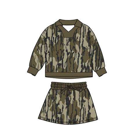 Preorder 12.05 MOQ 5 pcs GLD1478 Hunting Camo Girls Skorts Set