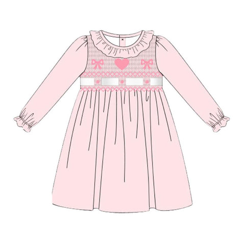 Preorder 12.07 MOQ 5 pcs Valentine's Day Love Bows Pink Girl's Dress