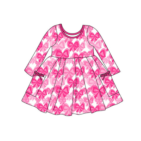 Preorder 12.08 MOQ 5 pcs Valentine's Day Bows Girl's Dress