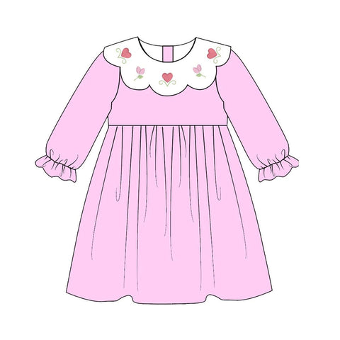 Preorder 12.08 MOQ 5 pcs GLD1496 Valentine's Day Love Pink Girl's Dress