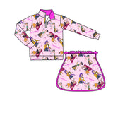 Preorder Samples GLD1500 Cartoon Hot Pink Yoga Girls Skorts Set