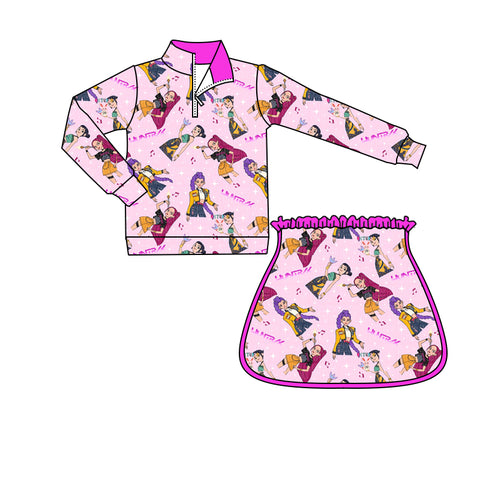 Preorder 12.12 MOQ 5 pcs GLD1500 Cartoon Hot Pink Yoga Girls Skorts Set