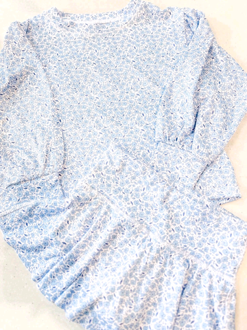 Preorder 12.14 MOQ 5 pcs GLD1508 Flower Floral Blue Girls Skirt Set