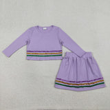 GLD1573 Mardi Gras Stripe Purple Girls Skorts Set