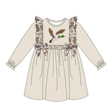 Preorder MOQ 5 Pcs Each Style Hunting Camo Elk Fish Mallard Ducks Girls Dress