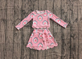 Preorder Samples GLD1601 Bows Castle Cute Scallop Edge Yoga Girls Skorts Set