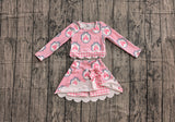 Preorder Samples GLD1601 Bows Castle Cute Scallop Edge Yoga Girls Skorts Set