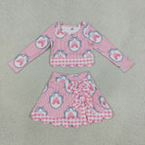GLD1601 Bows Castle Cute Scallop Edge Yoga Girls Skorts Set