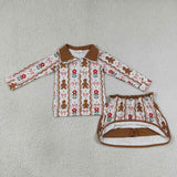 GLD1607 Christmas Gingerbread Girls Skorts Set