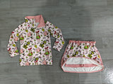 Preorder Samples GLD1610 Merry Christmas Green Animals Pink Girls Skorts Set