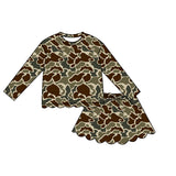Preorder MOQ 5 pcs Each Style Hunting Camo Scallop Edge Girls Skorts Outfits