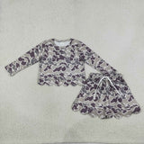 GLD1614 Hunting Camo Scallop Edge Yoga Girls Skorts Set