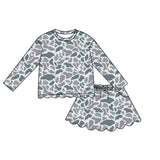 Preorder MOQ 5 pcs Each Style Hunting Camo Scallop Edge Girls Skorts Outfits