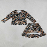GLD1617 Hunting Camo Scallop Edge Girls Skorts Set