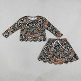 GLD1617 Hunting Camo Scallop Edge Girls Skorts Set