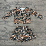 Preorder Samples GLD1617 Hunting Camo Scallop Edge Yoga Girls Skorts Set