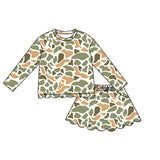 Preorder MOQ 5 pcs Each Style Hunting Camo Scallop Edge Girls Skorts Outfits