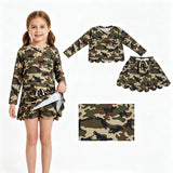 GLD1620 Hunting Camo Scallop Edge Yoga Girls Skorts Set