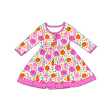 Preorder MOQ 5 Pcs Each Style Fall Pumpkin Flower Girls Dress