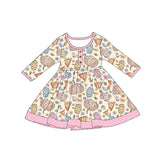 Preorder MOQ 5 Pcs Each Style Fall Pumpkin Flower Girls Dress