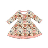 Preorder MOQ 5 Pcs Each Style Fall Pumpkin Flower Girls Dress