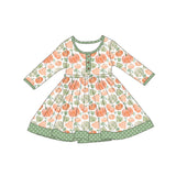 Preorder MOQ 5 Pcs Each Style Fall Pumpkin Flower Girls Dress