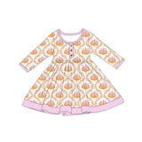 Preorder MOQ 5 Pcs Each Style Fall Pumpkin Flower Girls Dress