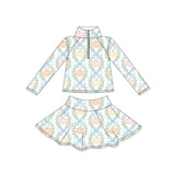 Preorder MOQ 5 pcs Each Style Fall Pumpkin Bows Yoga Pullover Girls Skorts Set