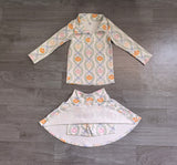 Preorder Samples GLD1635 Fall Pumpkin Bows Yoga Girls Skorts Set