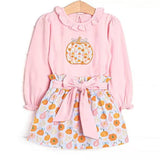 Preorder Samples GLD1641 Embroidery Fall Pumpkin Pink Girls Skirt Set