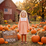 GLD1645 Embroidery Pumpkin Orange Ruffles Girl's Dress