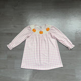 Preorder Samples GLD1649 Smocked Fall Pumpkin Bows Plaid Purple Girl's Dress