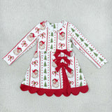 GLD1650 Christmas Santa Red Yoga Scallop Edge Girl's Dress
