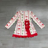 Preorder Samples GLD1650 Christmas Santa Red Yoga Scallop Edge Girl's Dress