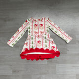 Preorder Samples GLD1650 Christmas Santa Red Yoga Scallop Edge Girl's Dress