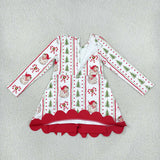 GLD1650 Christmas Santa Red Yoga Scallop Edge Girl's Dress