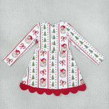 GLD1650 Christmas Santa Red Yoga Scallop Edge Girl's Dress