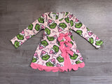 Preorder Samples GLD1651 Christmas Green Animals Yoga Scallop Edge Girl's Dress