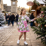 GLD1651 Christmas Green Animals Yoga Scallop Edge Girl's Dress