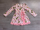 Preorder Samples GLD1656 Christmas Green Animals Gift Bows Yoga Scallop Edge Girl's Dress