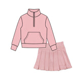 Preorder MOQ 5 pcs Each Style Solid Color Colorful Pullover Pleated Girls Skorts Set